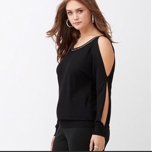 Lane Bryant black cold shoulder style sweater